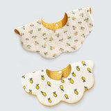 LSB 2PCS Set Occur Print Soft Muslin Adjustable Button Closure & Wide Shoulder Size Bibs