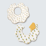 LSB 2PCS Set Occur Print Soft Muslin Adjustable Button Closure & Wide Shoulder Size Bibs