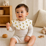 LSB 2PCS Set Occur Print Soft Muslin Adjustable Button Closure & Wide Shoulder Size Bibs