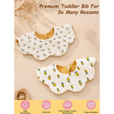 LSB 2PCS Set Occur Print Soft Muslin Adjustable Button Closure & Wide Shoulder Size Bibs