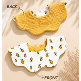 LSB 2PCS Set Occur Print Soft Muslin Adjustable Button Closure & Wide Shoulder Size Bibs
