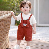 3D Brown Bear Hanging Legs Dungaree with Tshirt, 2pcs set for Toddlers & Kids