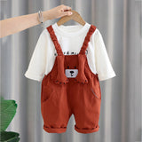 3D Brown Bear Hanging Legs Dungaree with Tshirt, 2pcs set for Toddlers & Kids