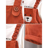 3D Brown Bear Hanging Legs Dungaree with Tshirt, 2pcs set for Toddlers & Kids