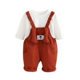 3D Brown Bear Hanging Legs Dungaree with Tshirt, 2pcs set for Toddlers & Kids