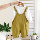 3D Green Bear Hanging Legs Dungaree with Tshirt, 2pcs set for Toddlers & Kids