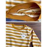 Mustard MadTed Dungaree with Stripes T-shirt, 2 Pcs Clothing Set For Toddlers And Kids