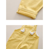 Yellow Duck Dungaree with White Frill T-shirt, 2 Pcs Clothing Set For Toddlers And Kids