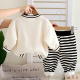 Cream & Black Pocket Bear fleece winter Tracksuit Set for Kids