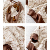 Cream & Brown Dotted Teddy, 2pcs Tracksuit Set for Kids