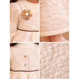 Cream Quilted Pinafore Dress with Inner Top for Girls