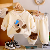 Ivory Bear 3D Legs 2pcs, Fleece winter Tracksuit Set for Kids