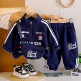 Sporty Navy Tracksuit Set with Matching Sling Bag for Kids