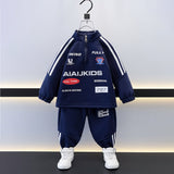 Sporty Navy Tracksuit Set with Matching Sling Bag for Kids