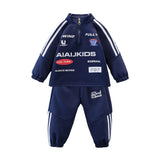Sporty Navy Tracksuit Set with Matching Sling Bag for Kids