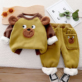 Olive Bear 3DEars 2pcs sherpa Winter Tracksuit Set for Kids
