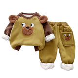 Olive Bear 3DEars 2pcs sherpa Winter Tracksuit Set for Kids