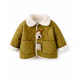 2 Pcs Olive Quilted Puffer Winter Jacket with Pants Co-ords set for Kids