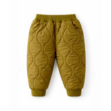 2 Pcs Olive Quilted Puffer Winter Jacket with Pants Co-ords set for Kids