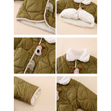 2 Pcs Olive Quilted Puffer Winter Jacket with Pants Co-ords set for Kids