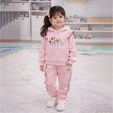 Pink Crochet Floral Frill Fleece winter Tracksuit Set for Kids