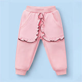 Pink Crochet Floral Frill Fleece winter Tracksuit Set for Kids