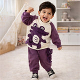 Purple Croc Pocket Fleece Winter Tracksuit Set for Kids