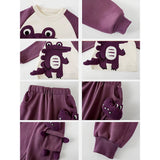 Purple Croc Pocket Fleece Winter Tracksuit Set for Kids