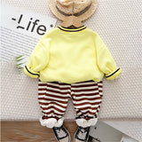 Yellow & Brown Pocket Bear fleece winter Tracksuit Set for Kids