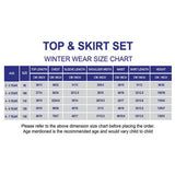 Cat-Dog Print Cream Cardigan and Pleated Skirt Winterwear 2Pcs set for Girls