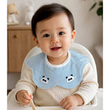 LSB 3PCS Set, Panda Print Premium Adjustable Button Closure & Wide Shoulder Size Bibs