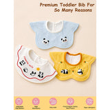 LSB 3PCS Set, Panda Print Premium Adjustable Button Closure & Wide Shoulder Size Bibs