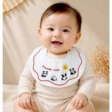 LSB 3PCS Set, Panda Print Premium Adjustable Button Closure & Wide Shoulder Size Bibs