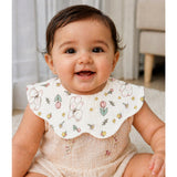 LSB 3PCS Set Pink Purple Print Soft Muslin Adjustable Button Closure & Wide Shoulder Size Bibs