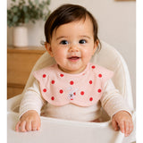 LSB 3PCS Set, Polka Rabbit Print Premium Adjustable Button Closure & Wide Shoulder Size Bibs