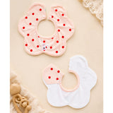 LSB 3PCS Set, Polka Rabbit Print Premium Adjustable Button Closure & Wide Shoulder Size Bibs