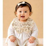 LSB 3PCS Squirrel & Leaf Print Petal style muslin Bibs Set with Bow rubber band, Muslin Adjustable Button Closure & Wide Shoulder Size Bibs