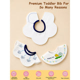 LSB 3PCS Set, Zoo Print Premium Adjustable Button Closure & Wide Shoulder Size Bibs