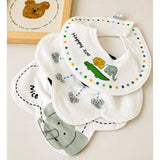 LSB 3PCS Set, Zoo Print Premium Adjustable Button Closure & Wide Shoulder Size Bibs