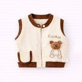 3 Pcs Set,Beige Teddy Knitted Vest,Checkered Shirt,& Pants for Kids