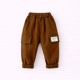 3 Pcs Set,Beige Teddy Knitted Vest,Checkered Shirt,& Pants for Kids