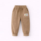 3 Pcs Set, Brown Bear Quilted Jacket, T-shirt & Pants set for Kids, Winterwear