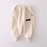 3 Pcs Set, Cream Long Ted Hoodie, Sleeveless Puffer Jacket with Pants for Kids, Winterwear