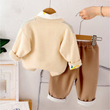 3 Pcs Set,Plane & Sun Shirt,Ted Cardigan & Pants set for Kids