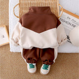 3 Pcs Set, Brown & Cream Tracksuit with and matching Sling Bag for Kids