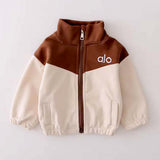 3 Pcs Set, Brown & Cream Tracksuit with and matching Sling Bag for Kids