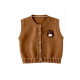 3 Pcs Set,Brown Teddy Vest,Checkered Shirt & Beige Pants for Kids