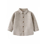 3 Pcs Set,Brown Teddy Vest,Checkered Shirt & Beige Pants for Kids