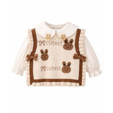3pcs set,Cream Brown Knitted Vest,Shirt,& Pants partywear for Kids