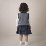 3 Pcs Set,Grey Labu Vest,Frill Inner T-shirt & Skirt partywear for Girls